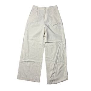 Zara linen blend High Waisted wide leg trousers small